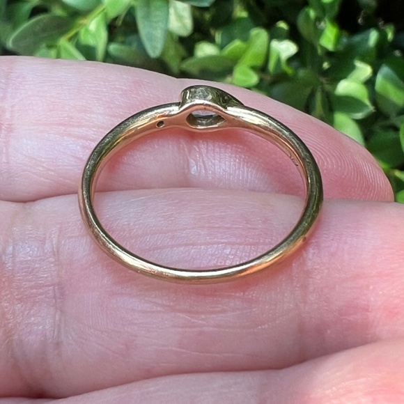 VINTAGE 14K YELLOW GOLD PEAR CUT BLUE TOPAZ DIAMOND BAND RING STACKABLE SLEEK - Picture 15 of 16